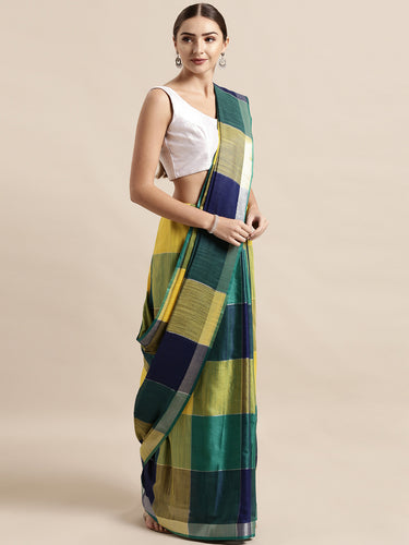 Tanya Adorable Linen Checkered Women's Sarees