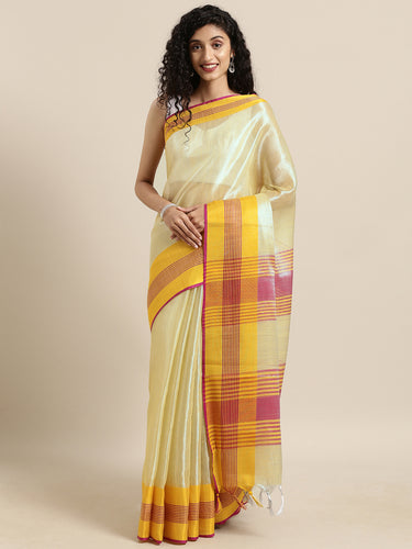 Attractive Stylish Silver Zari Linen Tissue Women's Sarees