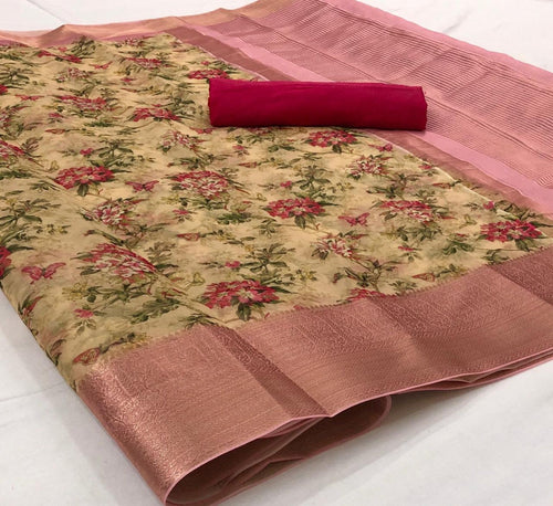 Organza Silk With Beautiful Prints