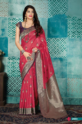 Elegant Banarasi Crystal Silk Saree