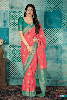 Elegant Banarasi Crystal Silk Saree
