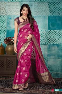 Elegant Banarasi Crystal Silk Saree