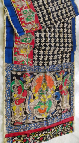 Kalamkari Chanderi Silk Multi Colour Handpainted Saree