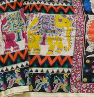 Load image into Gallery viewer, Kalamkari Chanderi Silk Multi Colour Handpainted Saree