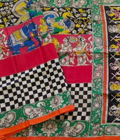Load image into Gallery viewer, Kalamkari Chanderi Silk Multi Colour Handpainted Saree