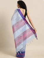 Load image into Gallery viewer, Attractive Stylish Silver Zari Linen Tissue Women&#39;s Sarees