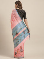 Load image into Gallery viewer, Latest Attractive Stylish Flower Print Linen Women&#39;s Sarees