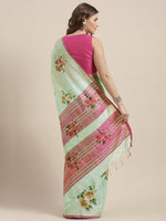 Load image into Gallery viewer, Latest Attractive Stylish Flower Print Linen Women&#39;s Sarees