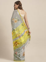 Load image into Gallery viewer, Latest Attractive Stylish Flower Print Linen Women&#39;s Sarees