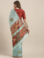 Load image into Gallery viewer, Latest Attractive Stylish Flower Print Linen Women&#39;s Sarees