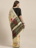 Load image into Gallery viewer, Latest Attractive Stylish Flower Print Linen Women&#39;s Sarees