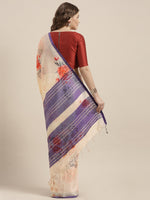 Load image into Gallery viewer, Latest Attractive Stylish Flower Print Linen Women&#39;s Sarees