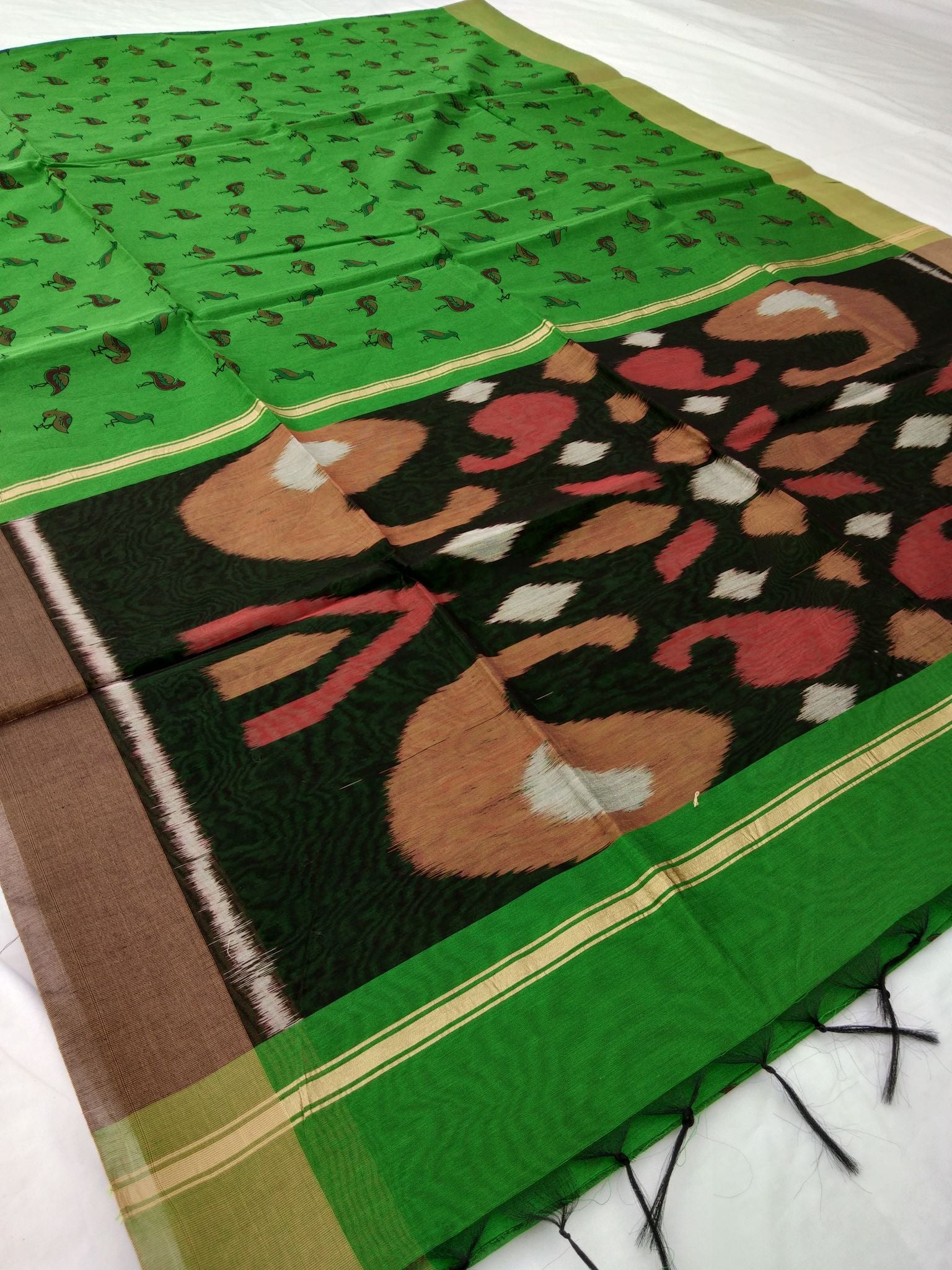 Fancy Cotton Pochampalli Pallu Saree