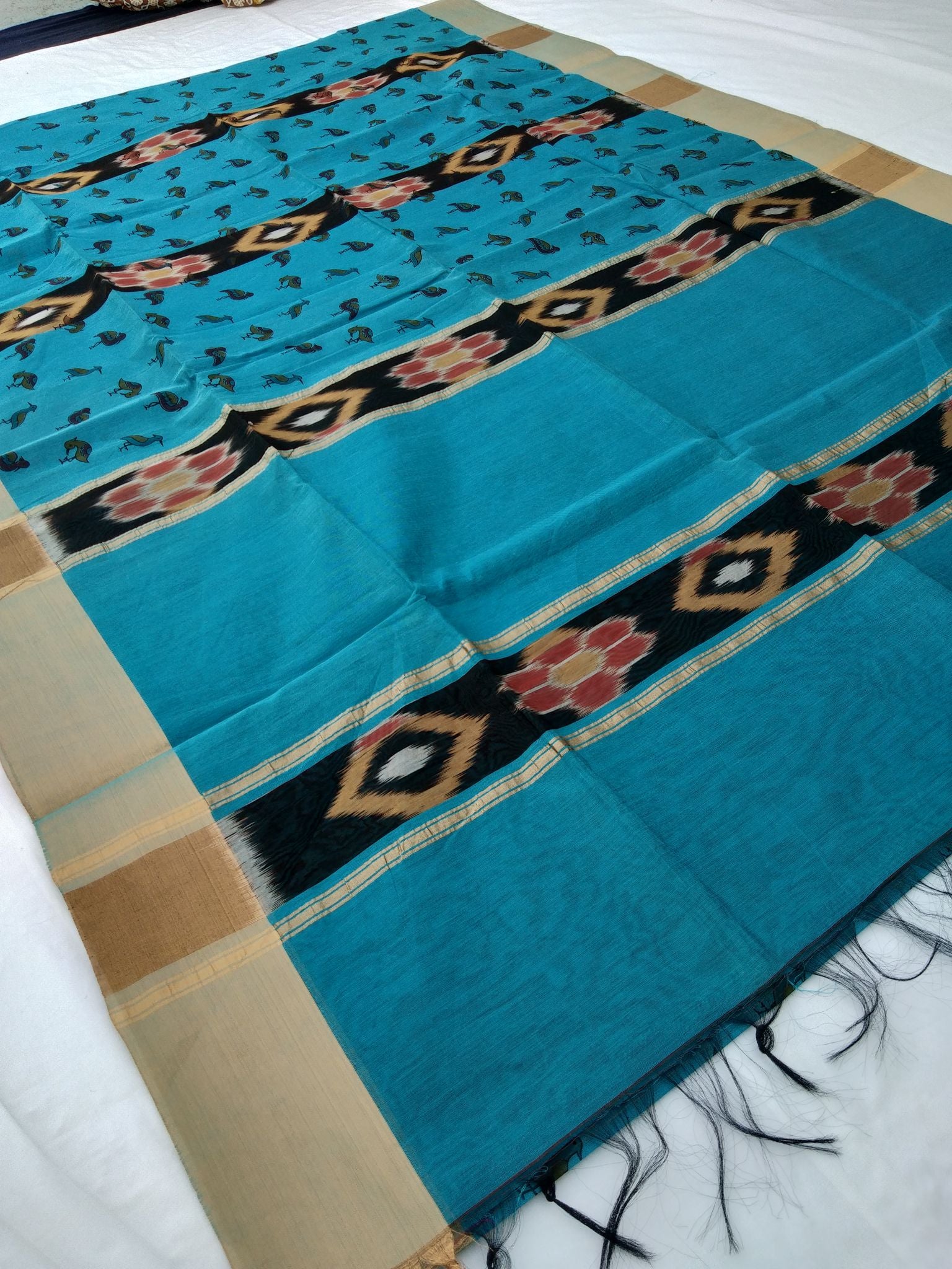 Fancy Cotton Pochampalli Pallu Saree