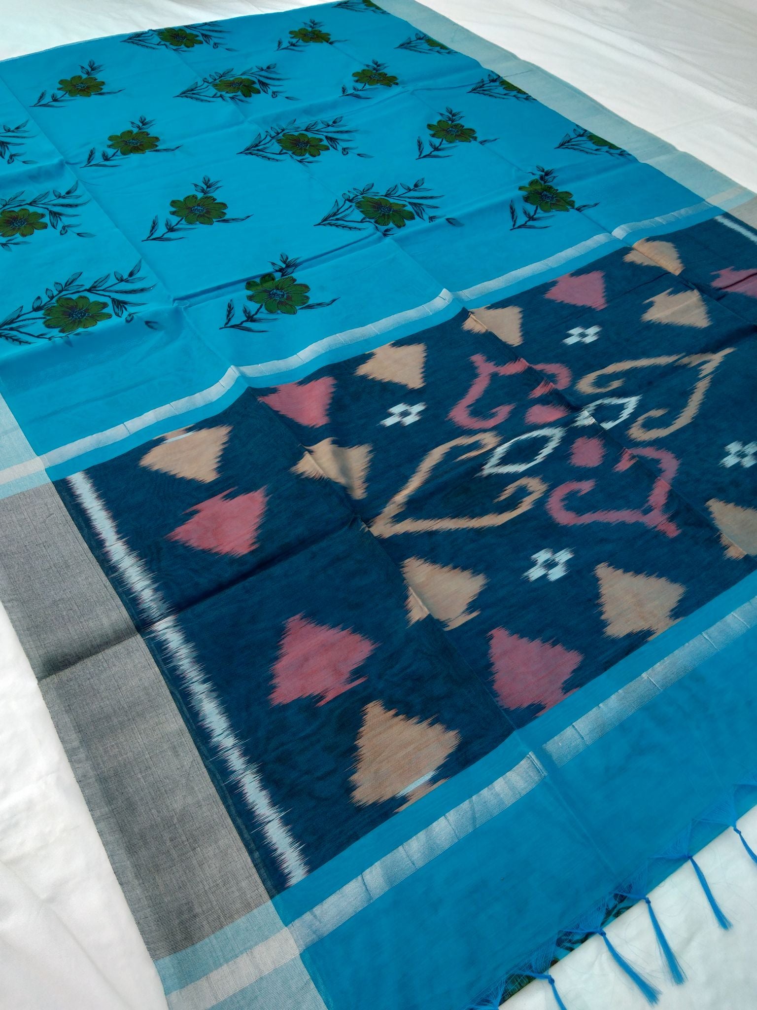 Fancy Cotton Pochampalli Pallu Saree