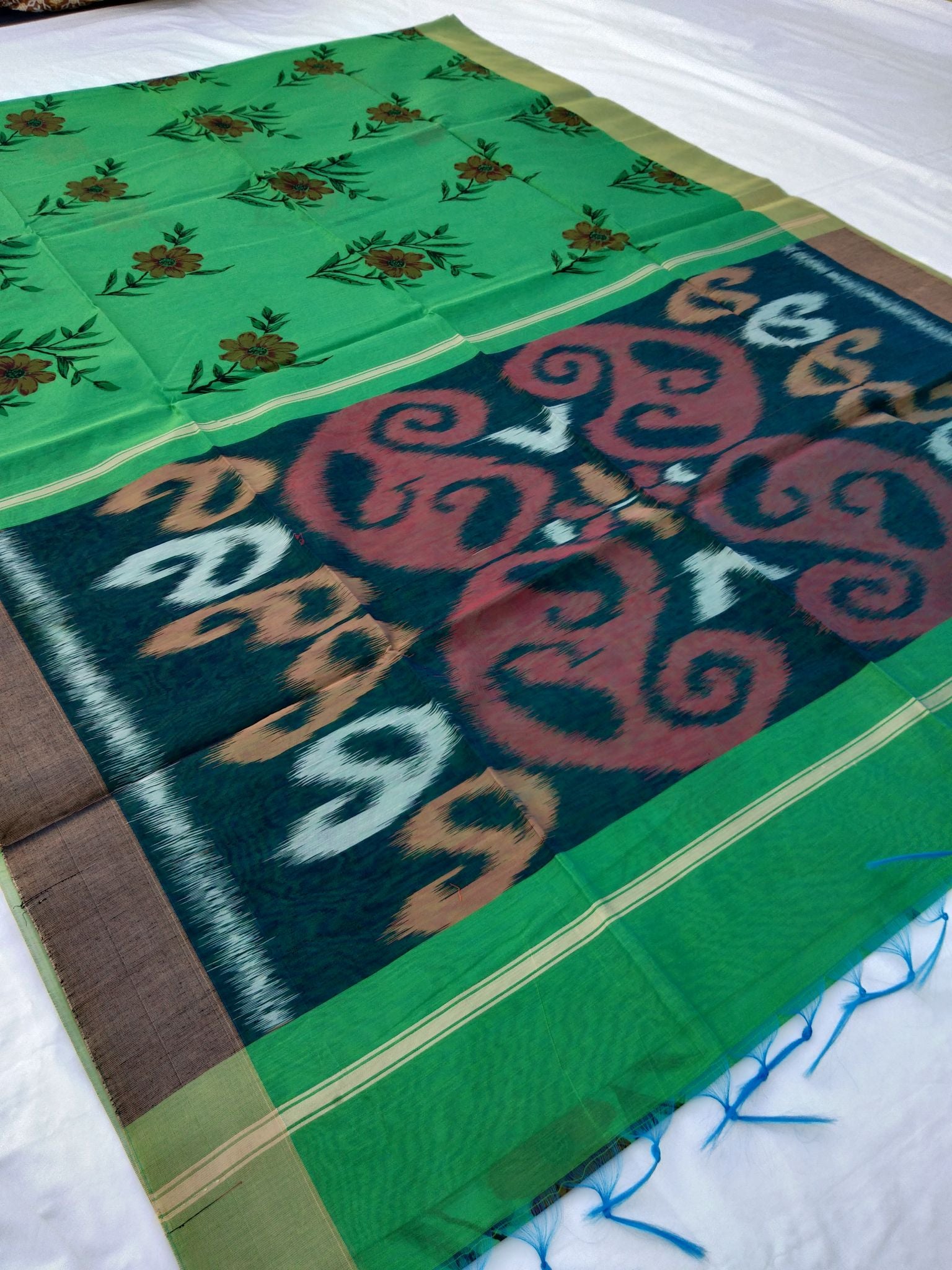 Fancy Cotton Pochampalli Pallu Saree