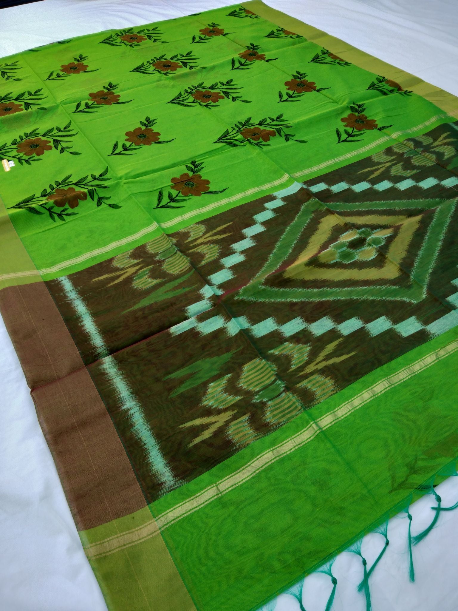 Fancy Cotton Pochampalli Pallu Saree