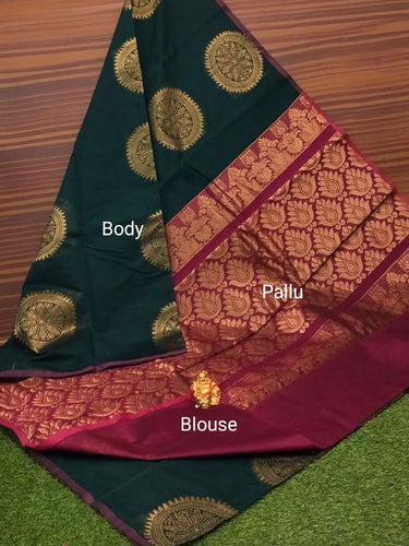 Border Less Kuppadam Silk Cotton Saree