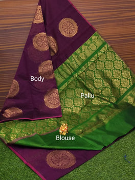Border Less Kuppadam Silk Cotton Saree