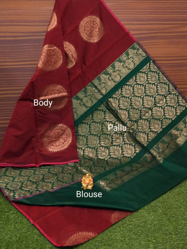 Border Less Kuppadam Silk Cotton Saree