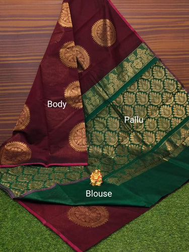 Border Less Kuppadam Silk Cotton Saree