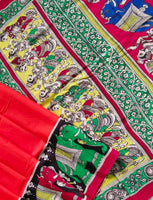 Load image into Gallery viewer, Kalamkari Chennuri Silk Multi Coloured Handpainted Saree