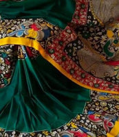 Load image into Gallery viewer, Kalamkari Chennuri Silk Multi Coloured Handpainted Saree