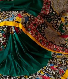 Kalamkari Chennuri Silk Multi Coloured Handpainted Saree