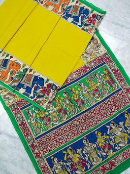 Kalamkari Chennuri Silk Multi Coloured Handpainted Saree