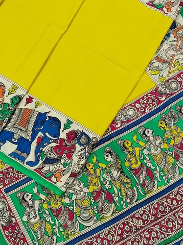 Kalamkari Chennuri Silk Multi Coloured Handpainted Saree