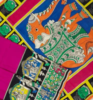 Load image into Gallery viewer, Kalamkari Chennuri Silk Multi Coloured Handpainted Saree