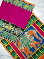 Load image into Gallery viewer, Kalamkari Chennuri Silk Multi Coloured Handpainted Saree