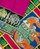 Load image into Gallery viewer, Kalamkari Chennuri Silk Multi Coloured Handpainted Saree