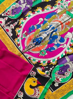 Load image into Gallery viewer, Kalamkari Chennuri Silk Multi Coloured Handpainted Saree