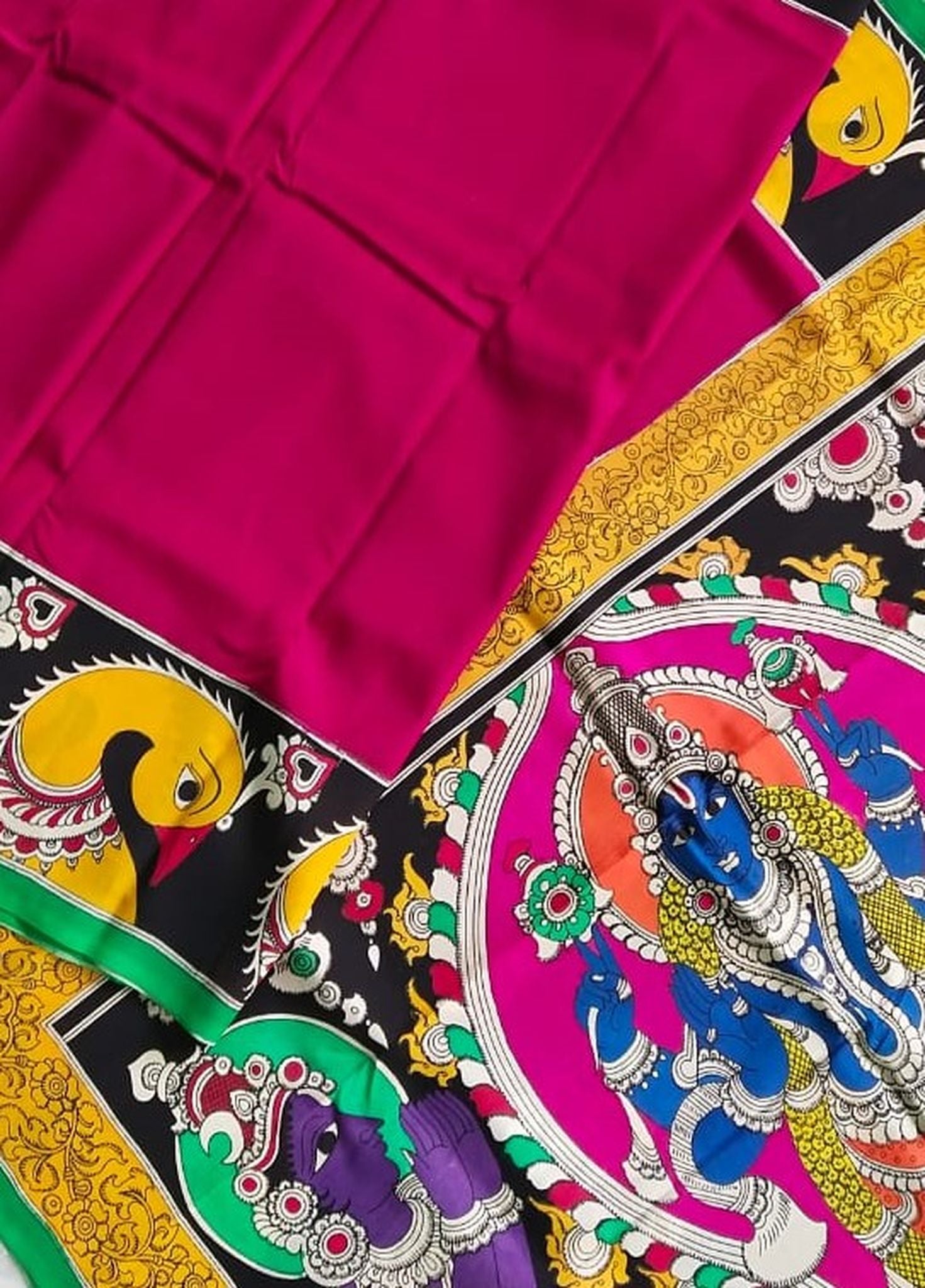 Kalamkari Chennuri Silk Multi Coloured Handpainted Saree