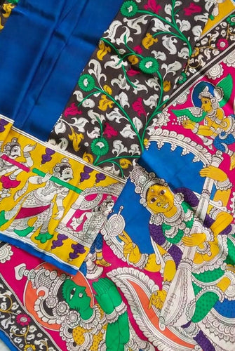 Kalamkari Chennuri Silk Multi Coloured Handpainted Saree