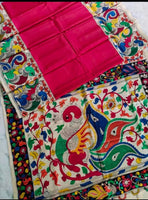 Load image into Gallery viewer, Kalamkari Chennuri Silk Multi Coloured Handpainted Saree