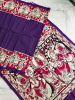 Load image into Gallery viewer, Kalamkari Chennuri Silk Multi Coloured Handpainted Saree