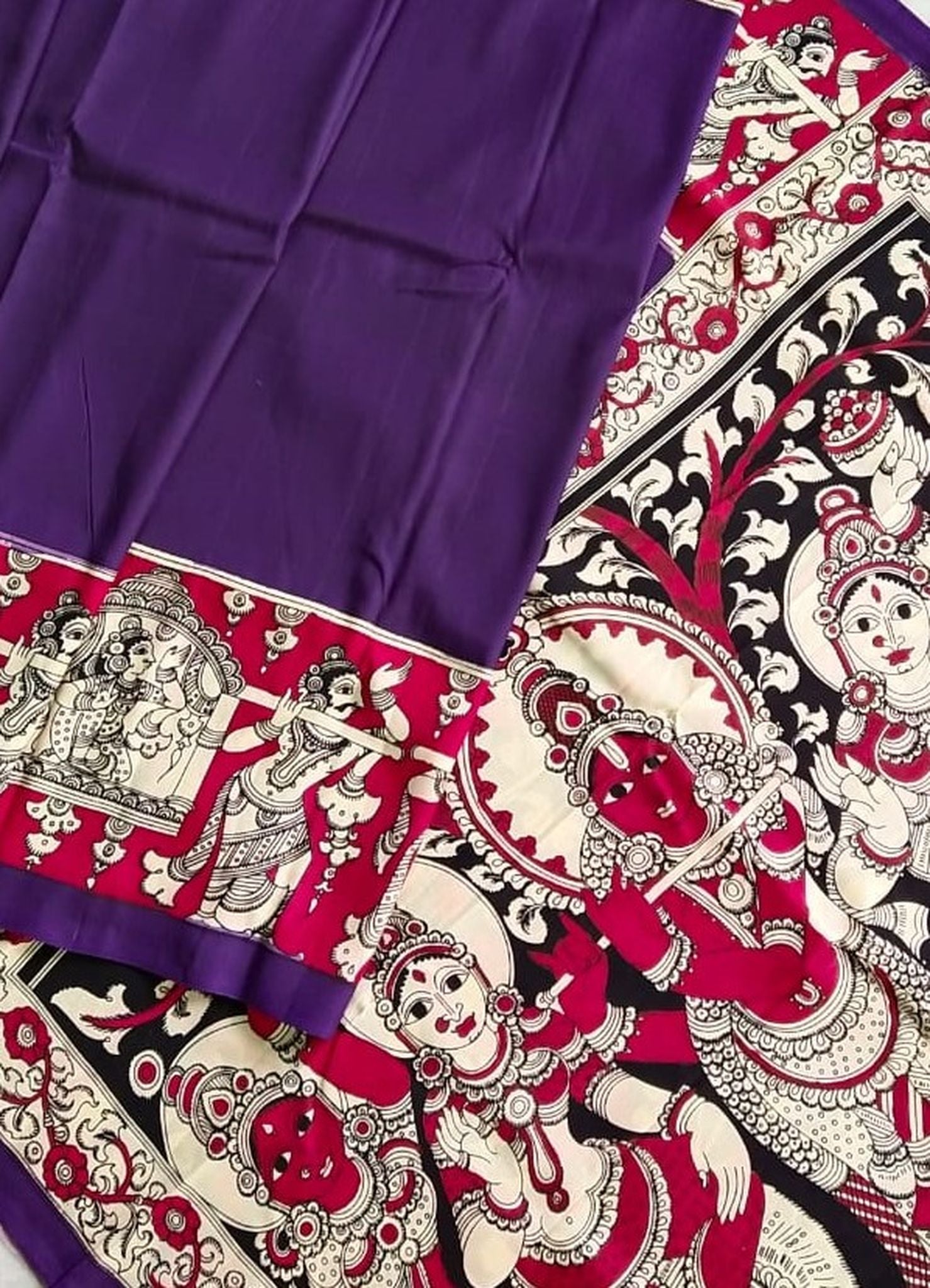 Kalamkari Chennuri Silk Multi Coloured Handpainted Saree
