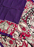 Load image into Gallery viewer, Kalamkari Chennuri Silk Multi Coloured Handpainted Saree
