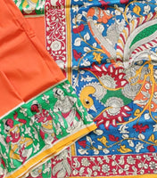 Load image into Gallery viewer, Kalamkari Chennuri Silk Multi Coloured Handpainted Saree