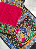 Load image into Gallery viewer, Kalamkari Chennuri Silk Multi Coloured Handpainted Saree