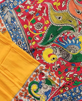 Load image into Gallery viewer, Kalamkari Chennuri Silk Multi Coloured Handpainted Saree