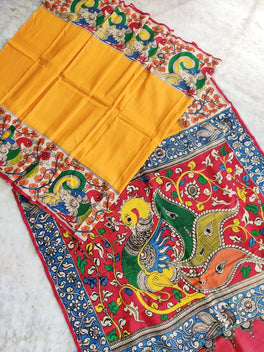Kalamkari Chennuri Silk Multi Coloured Handpainted Saree