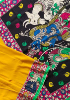 Load image into Gallery viewer, Kalamkari Chennuri Silk Multi Coloured Handpainted Saree
