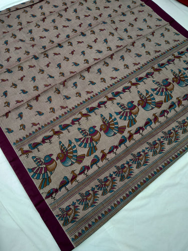 Printed Mangalagiri Cotton Sarees With Contrast Border