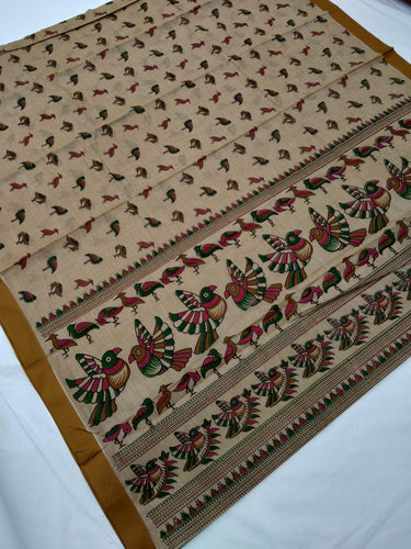 Printed Mangalagiri Cotton Sarees With Contrast Border