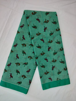 Printed Mangalagiri Cotton Sarees With Contrast Border