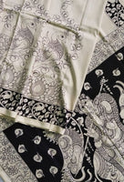 Load image into Gallery viewer, Kalamkari Chennuri Silk Black&amp; white Hand Painted Sarees
