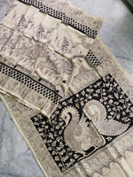 Load image into Gallery viewer, Kalamkari Chennuri Silk Black&amp; white Hand Painted Sarees